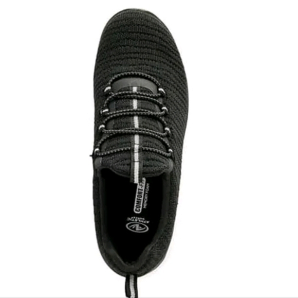 Women's Bungee ATHLETIC Slip-on Sneakers Knit SIZE 9 Wide BLACK WHITE - Picture 5 of 13